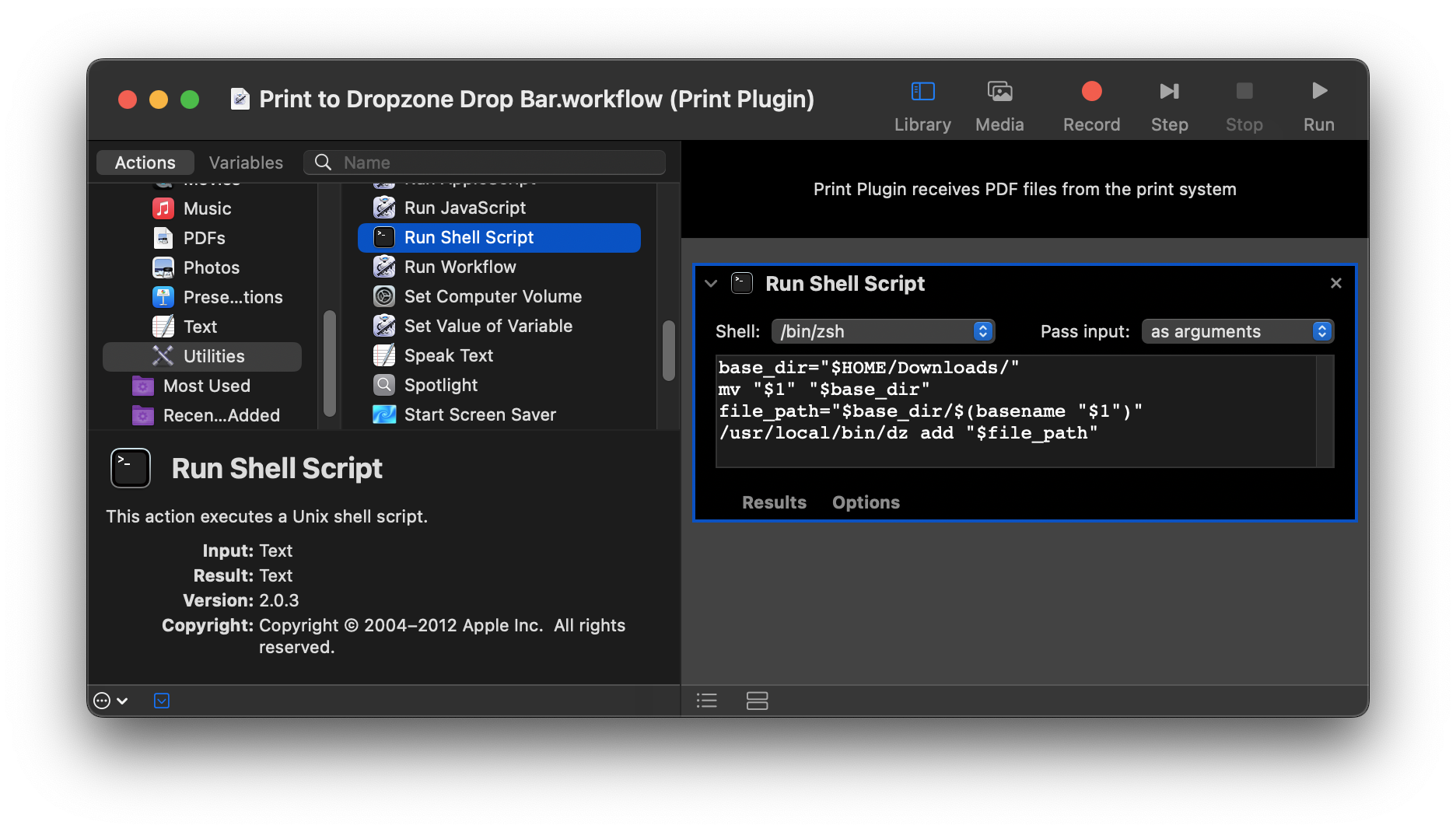 Automator Print Plugin Workflow
