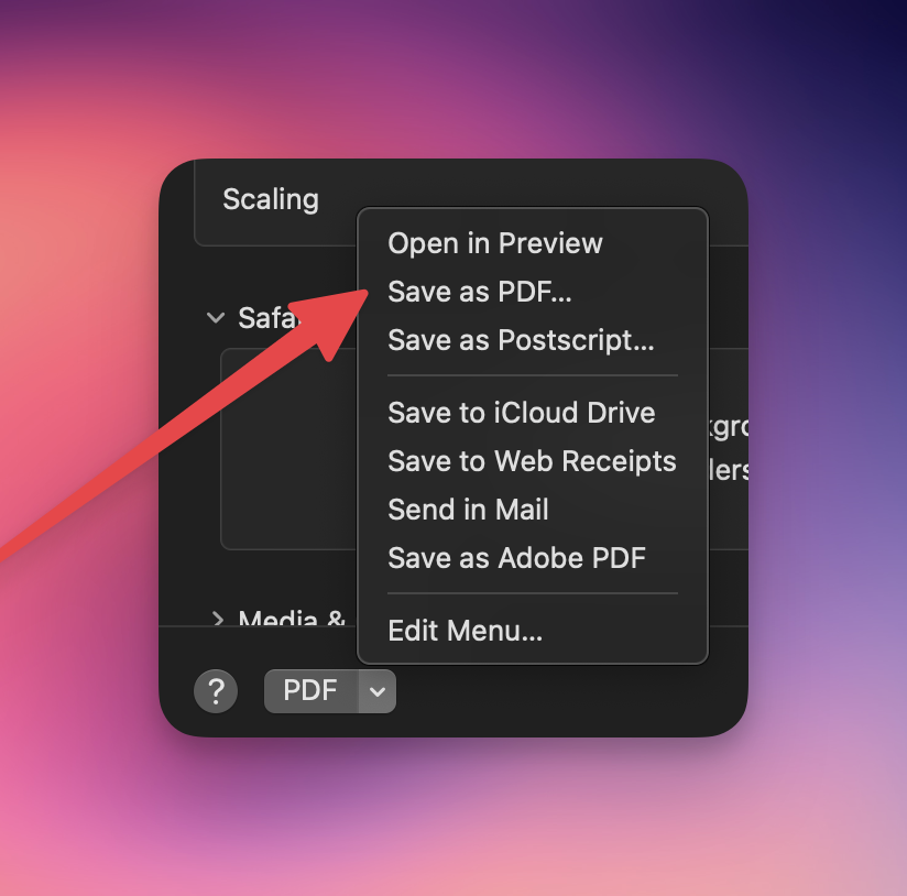 macOs Print Dialog PDF Menu