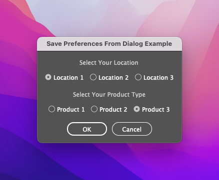 Save Preferences From Dialog Example
